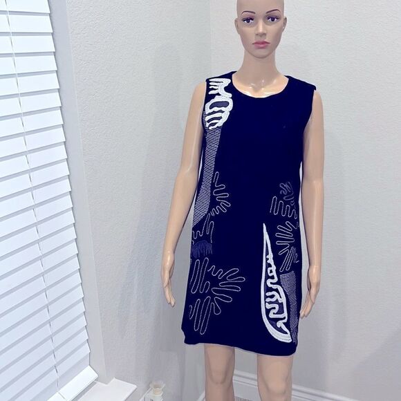 NWT- Blue Sky Butterfly textile dress, well made. - Picture 1 of 6